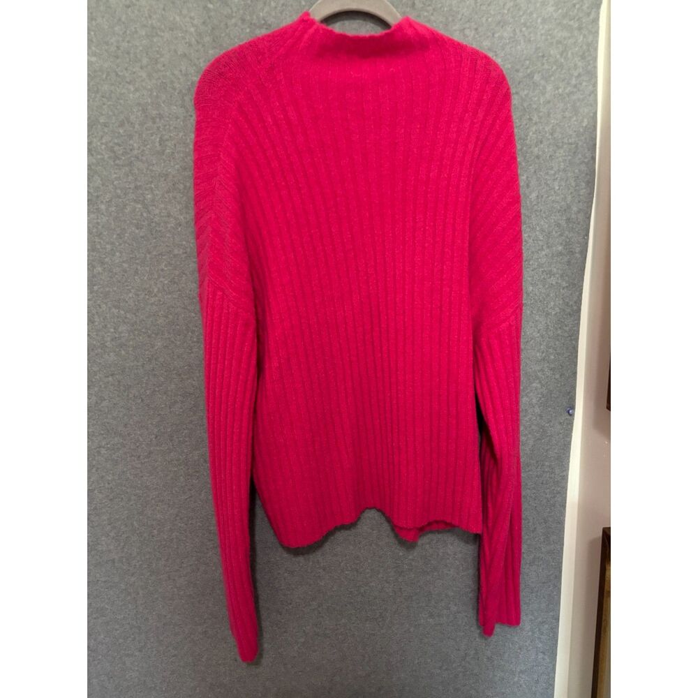 Double Zero 1XL Pink Ribbed Sweater‎ Softgirl Knit Trendy Feminine Mock Neck